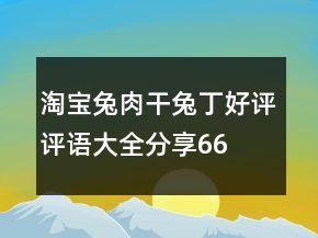 淘寶兔肉干、兔丁好評(píng)評(píng)語大全分享66條