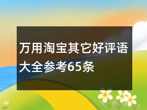 萬用淘寶其它好評語大全參考65條