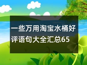 一些萬用淘寶水桶好評語句大全匯總65條