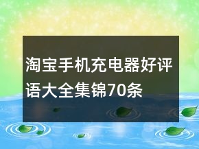 淘寶手機充電器好評語大全集錦70條