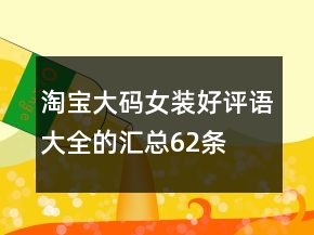 淘寶大碼女裝好評(píng)語(yǔ)大全的匯總62條