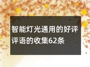 智能燈光通用的好評評語的收集62條