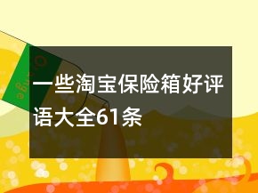一些淘寶保險箱好評語大全61條