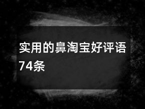 實用的鼻淘寶好評語74條