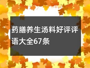 藥膳養(yǎng)生湯料好評評語大全67條