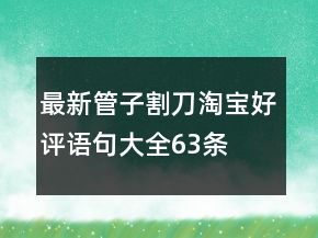 最新管子割刀淘寶好評(píng)語(yǔ)句大全63條