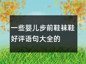 一些嬰兒步前鞋、襪鞋好評語句大全的收集78條