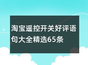 淘寶遙控開(kāi)關(guān)好評(píng)語(yǔ)句大全精選65條