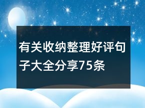 有關(guān)收納整理好評(píng)句子大全分享75條