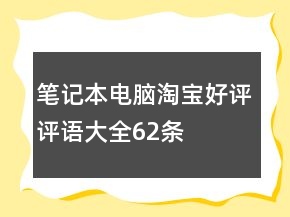 筆記本電腦淘寶好評評語大全62條