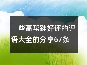 一些高幫鞋好評的評語大全的分享67條