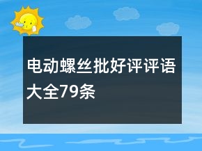 電動(dòng)螺絲批好評(píng)評(píng)語(yǔ)大全79條