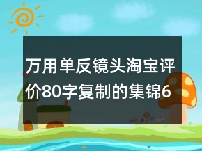 萬用單反鏡頭淘寶評價80字復制的集錦68條