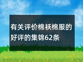 有關(guān)評(píng)價(jià)棉襖、棉服的好評(píng)的集錦62條