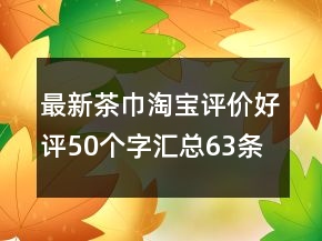 最新茶巾淘寶評(píng)價(jià)好評(píng)50個(gè)字匯總63條