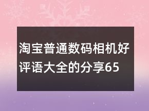 淘寶普通數(shù)碼相機好評語大全的分享65條