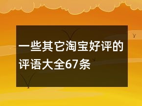 一些其它淘寶好評的評語大全67條