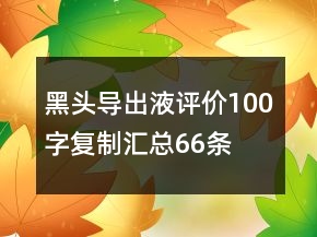 黑頭導出液評價100字復制匯總66條