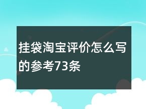 掛袋淘寶評價怎么寫的參考73條