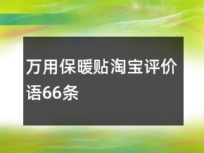 萬用保暖貼淘寶評價(jià)語66條