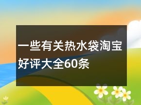 一些有關(guān)熱水袋淘寶好評(píng)大全60條