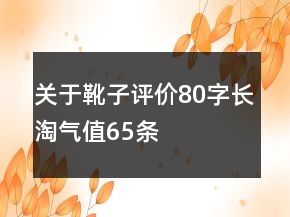 關(guān)于靴子評價80字長淘氣值65條