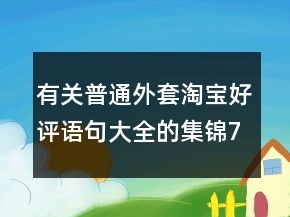 有關(guān)普通外套淘寶好評(píng)語(yǔ)句大全的集錦78條