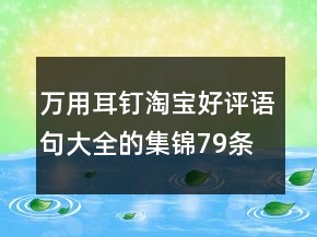 萬(wàn)用耳釘淘寶好評(píng)語(yǔ)句大全的集錦79條