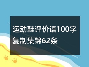 運(yùn)動(dòng)鞋評(píng)價(jià)語(yǔ)100字復(fù)制集錦62條