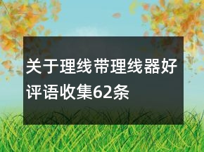 關(guān)于理線帶、理線器好評(píng)語收集62條