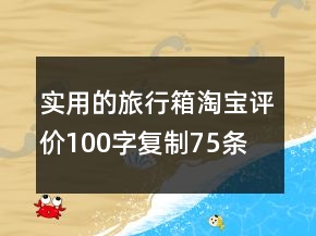 實(shí)用的旅行箱淘寶評(píng)價(jià)100字復(fù)制75條