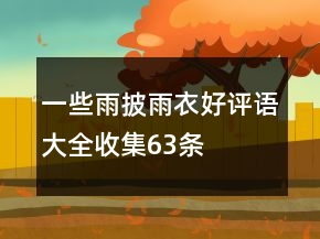 一些雨披、雨衣好評語大全收集63條