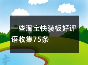 一些淘寶快裝板好評語收集75條
