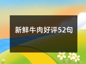 新鮮牛肉好評(píng)52句