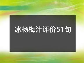 冰楊梅汁評價51句