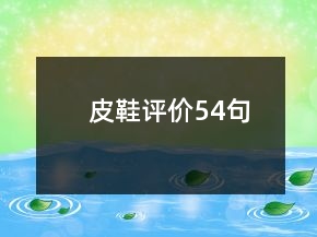 皮鞋評價54句