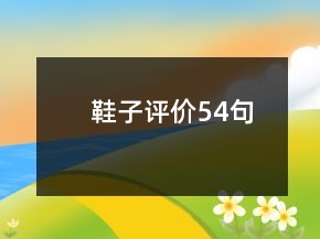鞋子評價54句