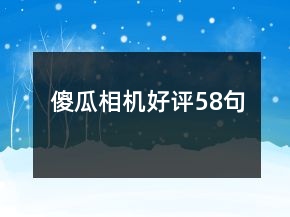 傻瓜相機(jī)好評(píng)58句