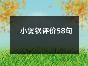小煲鍋評價(jià)58句