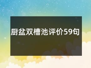 廚盆雙槽池評價(jià)59句