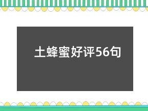 土蜂蜜好評56句