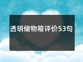 透明儲物箱評價53句