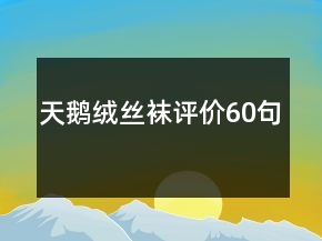 天鵝絨絲襪評價(jià)60句