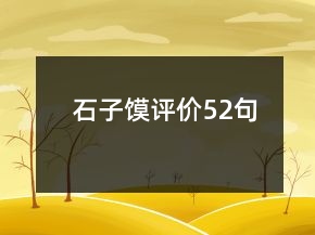 石子饃評(píng)價(jià)52句