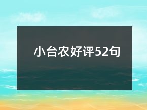 小臺(tái)農(nóng)好評(píng)52句
