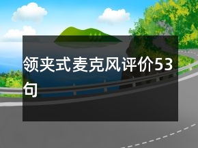 領(lǐng)夾式麥克風(fēng)評(píng)價(jià)53句