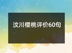 汶川櫻桃評(píng)價(jià)60句