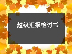 越級匯報檢討書