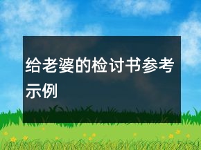 給老婆的檢討書參考示例