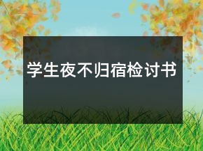 學(xué)生夜不歸宿檢討書